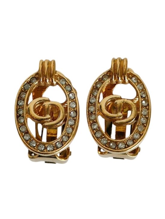Christian Dior Jewelry - ★SOLD★ Dior CD Rhinestone Clip Earrings Gold